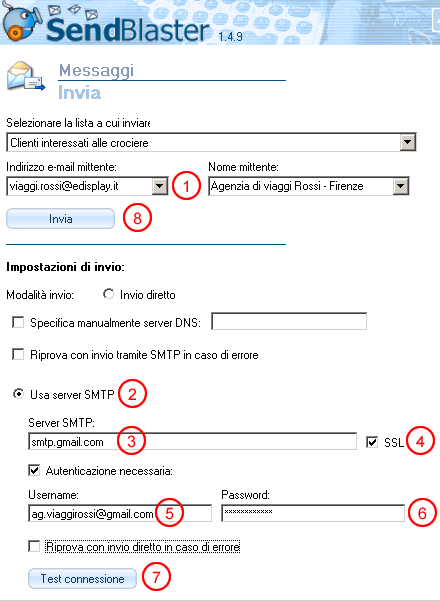 Configurazione server SMTP di Gmail