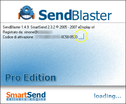 Schermata per l’inserimento del codice di attivazione versione Pro